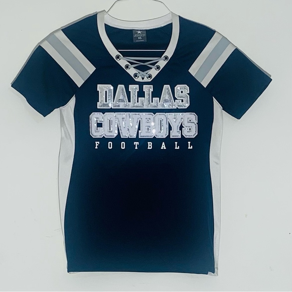 Dallas Cowboys Women’s Bling Football Tee SZ XS